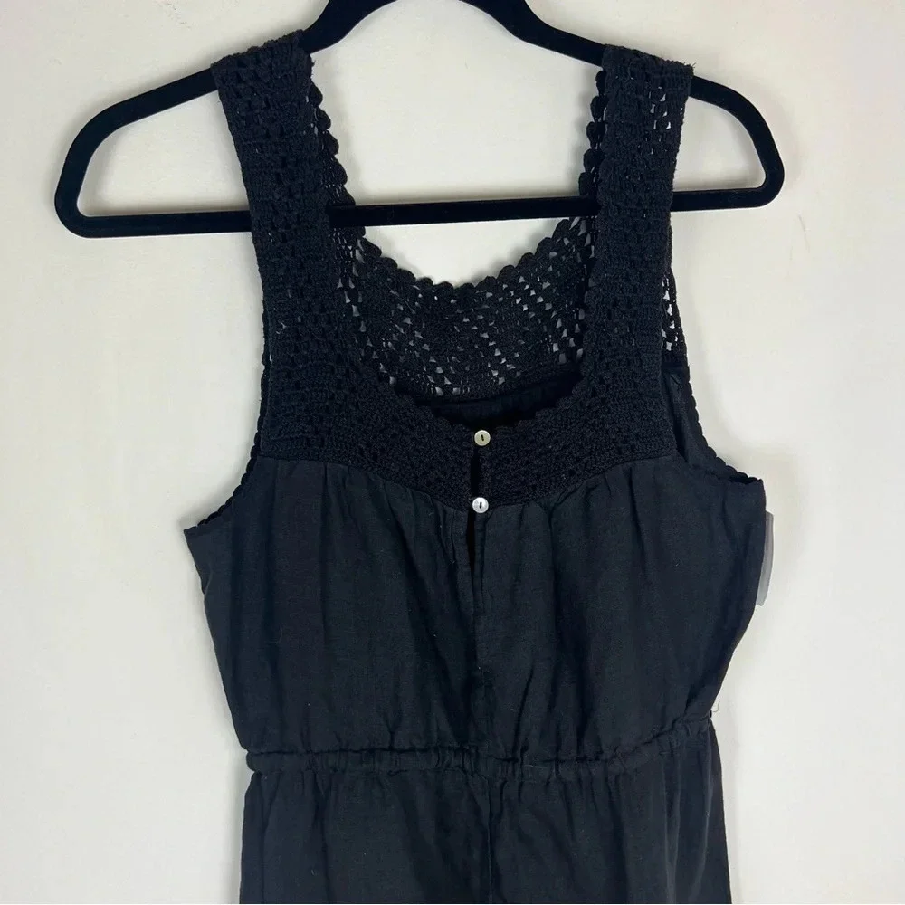 NWT Aritzia Wilfred Delfina Romper Black 100% Linen Size M B38